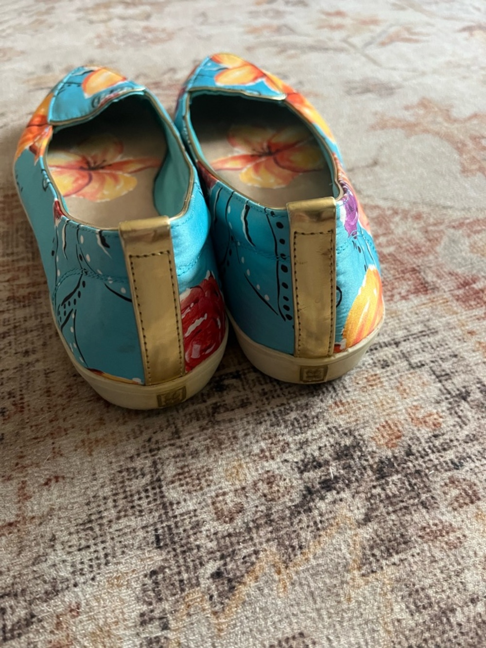 Naturalizer Turquoise Floral Ballet Loafers - Picture 4 of 7